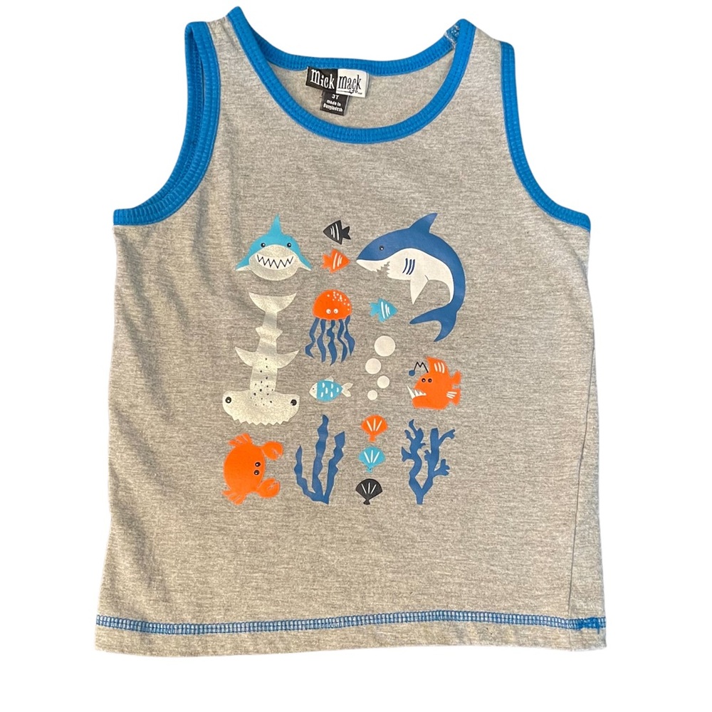 3/$25 MickMack Short Sleeve Boys Shark Tank Top NWOT